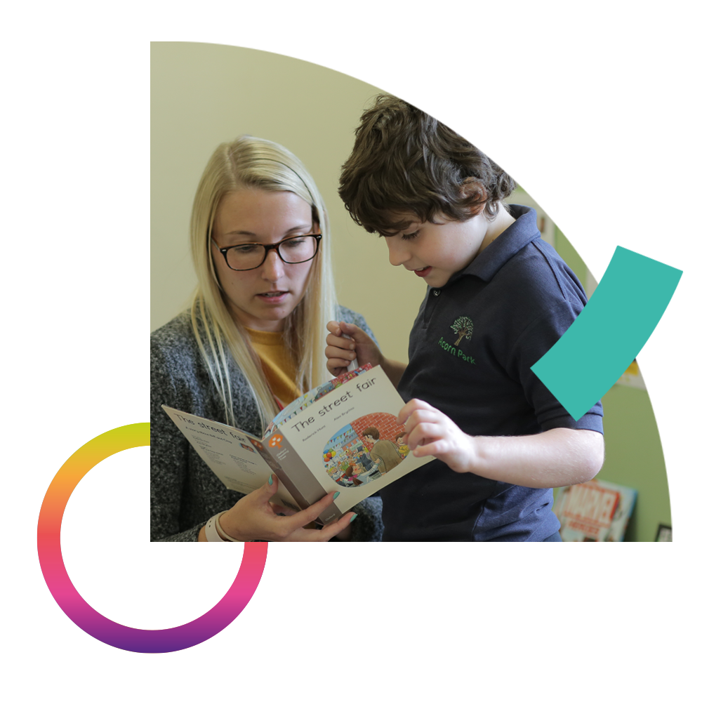 Adult and child reading